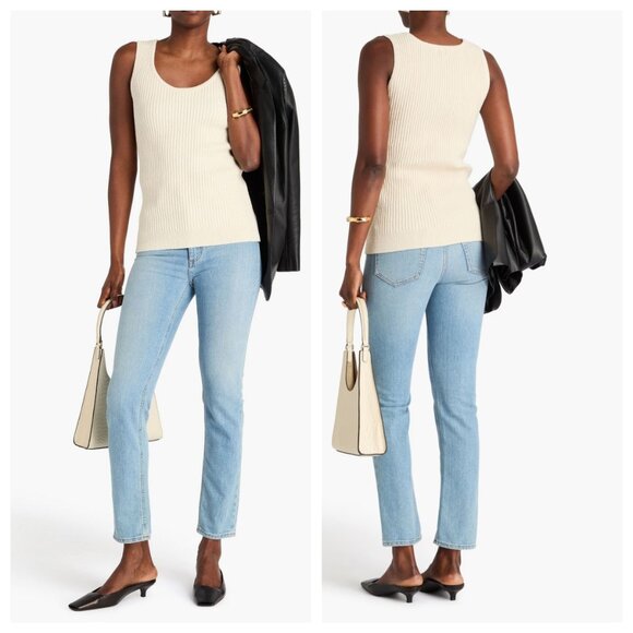 TOTEME Ribbed Bouclé-knit Cotton-blend Sweater Tank Ecru - Picture 2 of 5